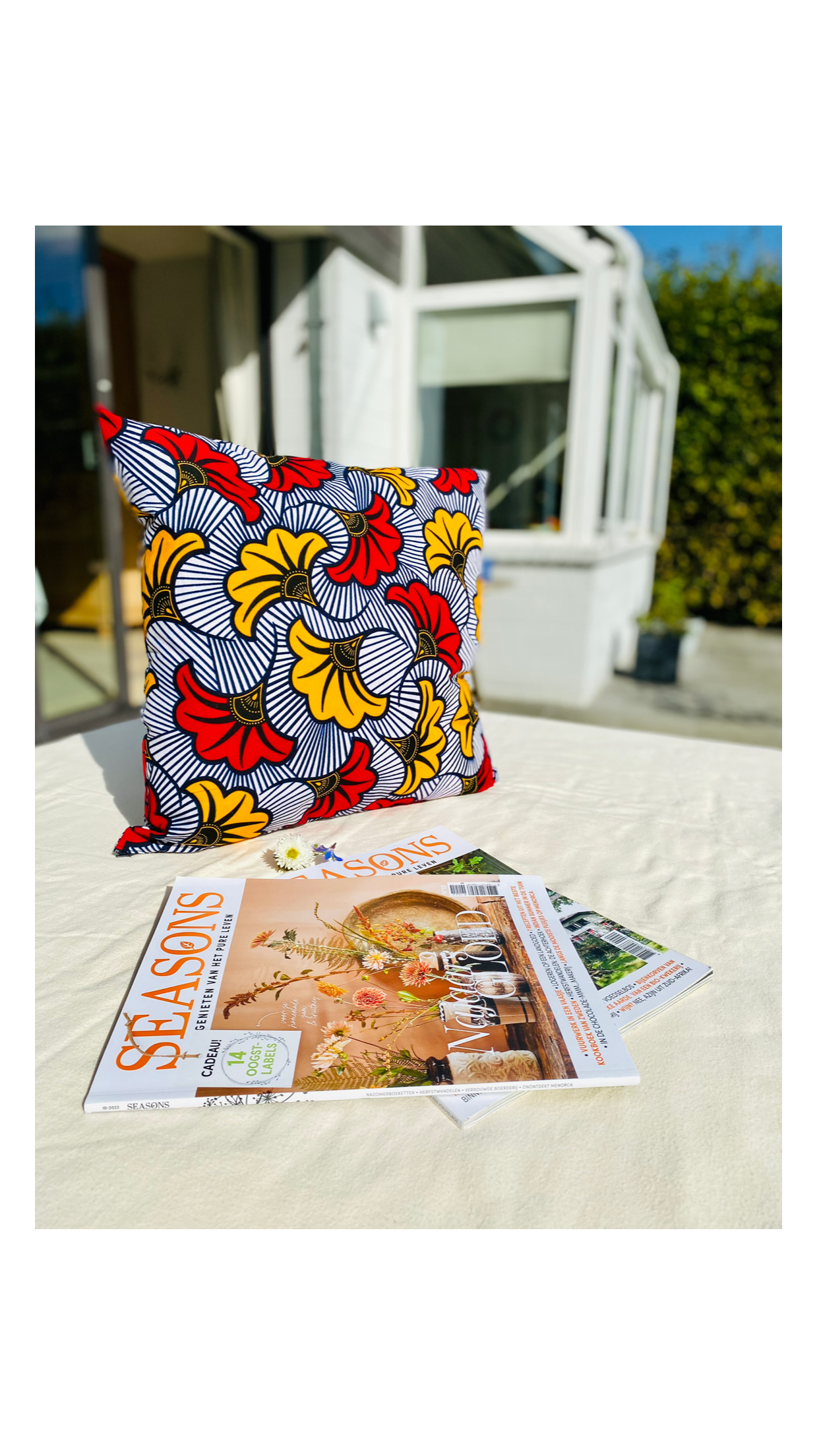 Cushion cover - FLEUR DE MARIAGE (Yellow/Red)