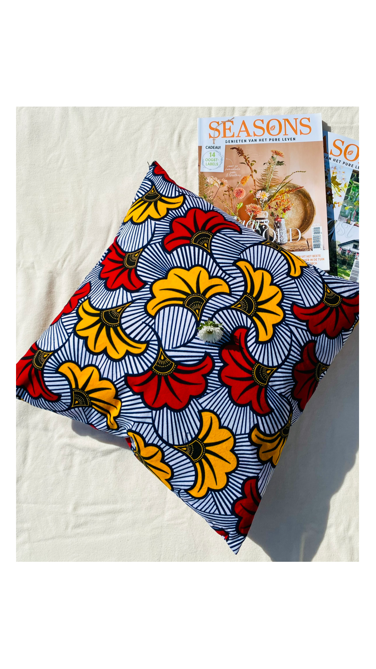 Cushion cover - FLEUR DE MARIAGE (Yellow/Red)