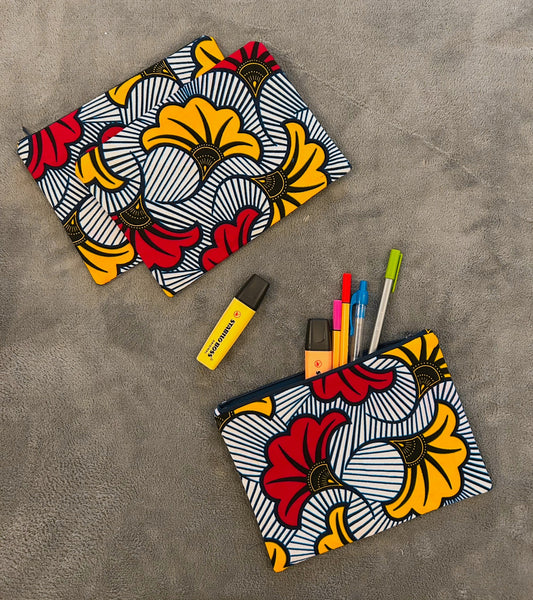 Zip pouch - FLEUR DE MARIAGE (Yellow/Red)